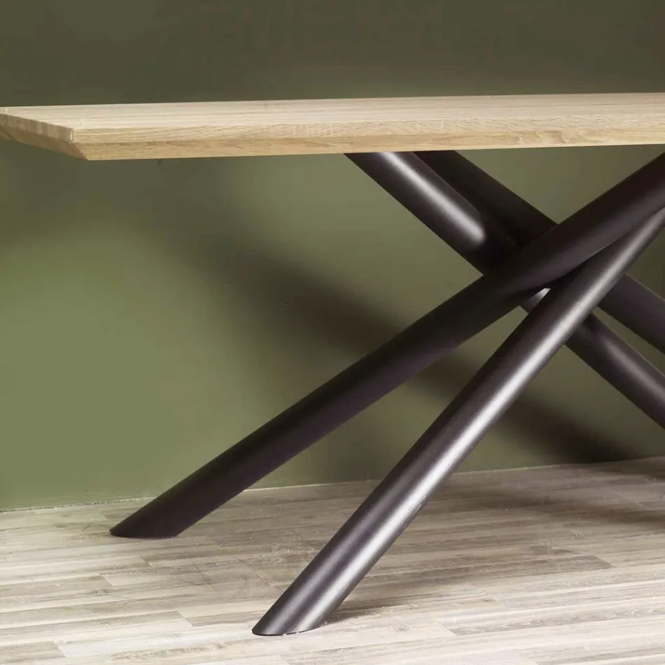 Spisebord i MDF-træeffekt og sort metalfod - Sunset Viadurini