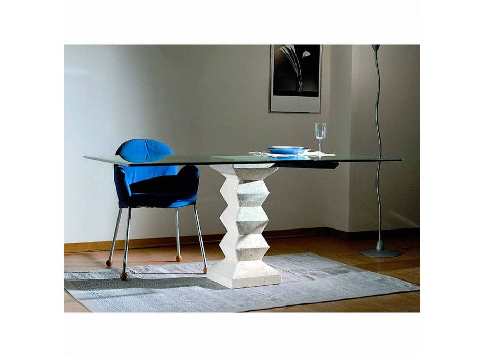 Spisebord i sten og krystal med moderne Bacco design Viadurini