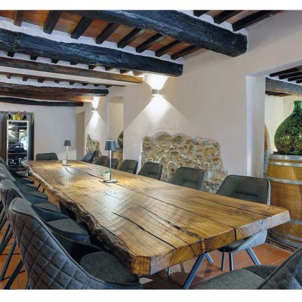 Secular Oak spisebord og 14 stole inkluderet Made in Italy - Dite, unikt stykke Viadurini