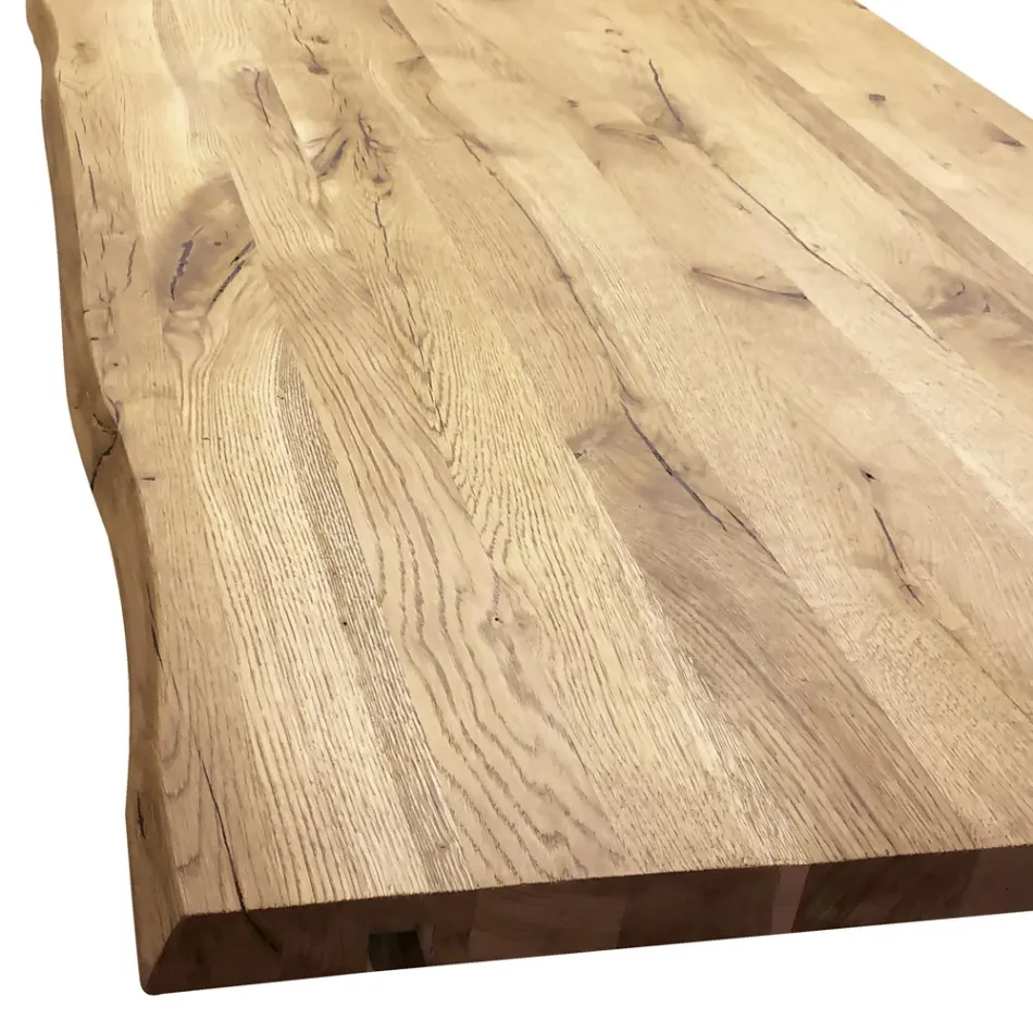 Spisebord i Masellato belagt eg og metal lavet i Italien - Riad Viadurini