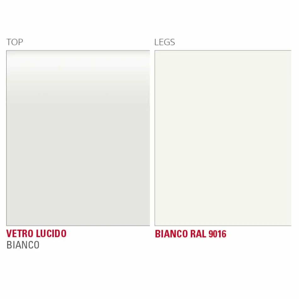 Spisebord i hvidt glas og malet metal fremstillet i Italien - Broche Viadurini