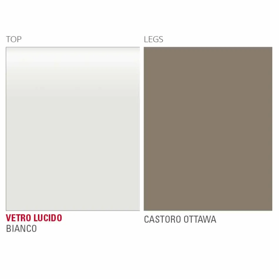 Spisebord i hvidt glas og malet metal fremstillet i Italien - Broche Viadurini