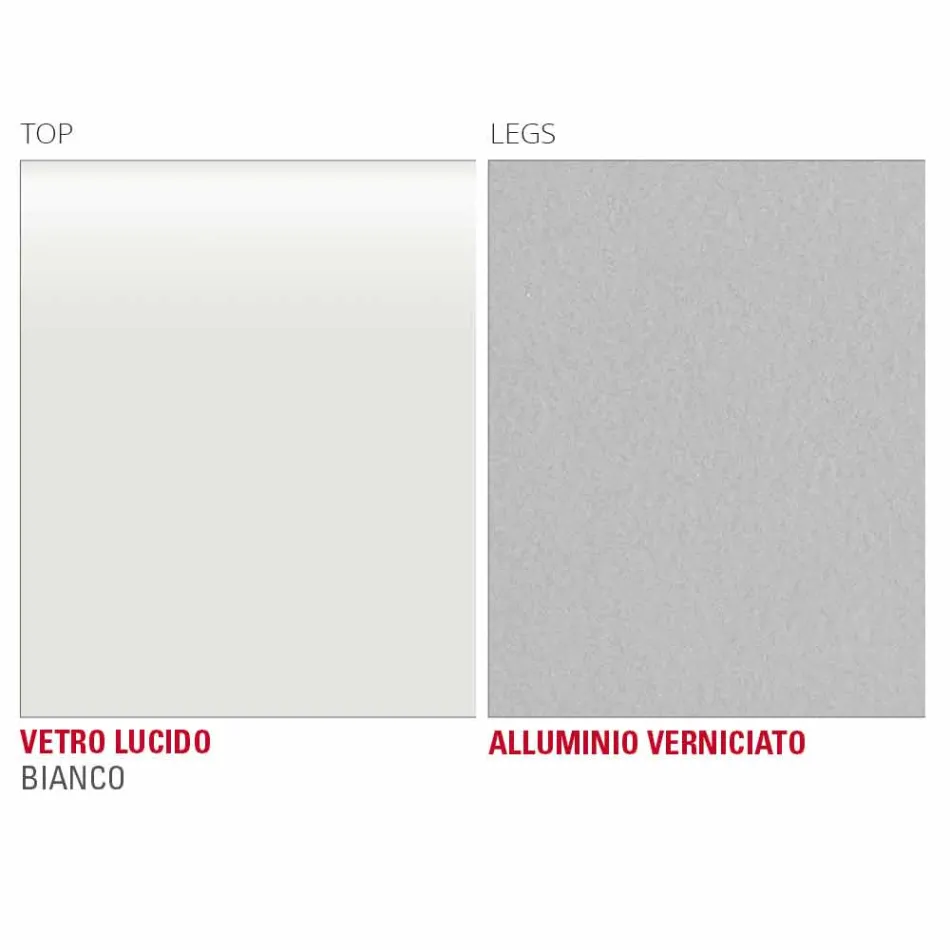 Spisebord i hvidt glas og malet metal fremstillet i Italien - Broche Viadurini