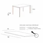 Spisebord i hvidt glas og malet metal fremstillet i Italien - Broche Viadurini