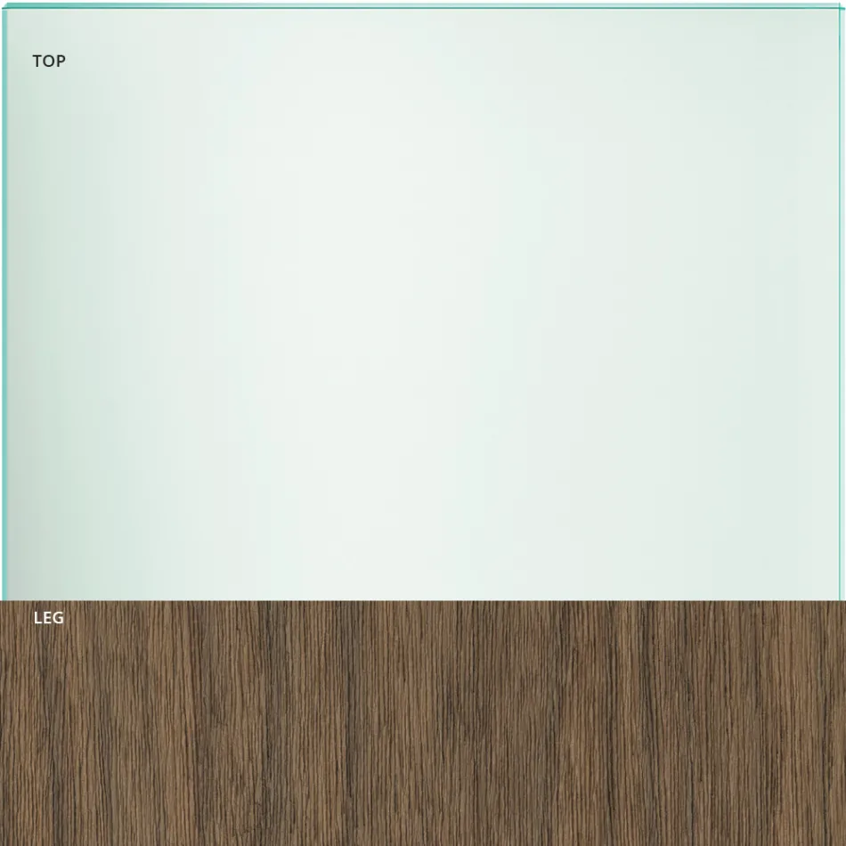 Spisebord i glas og ben i eg eller Canaletto valnød - Aschio Viadurini