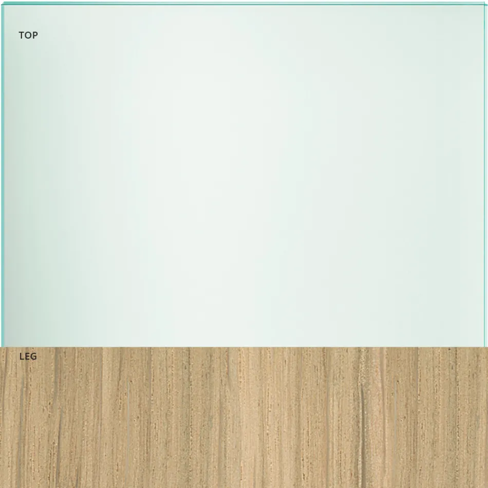 Spisebord i glas og ben i eg eller Canaletto valnød - Aschio Viadurini