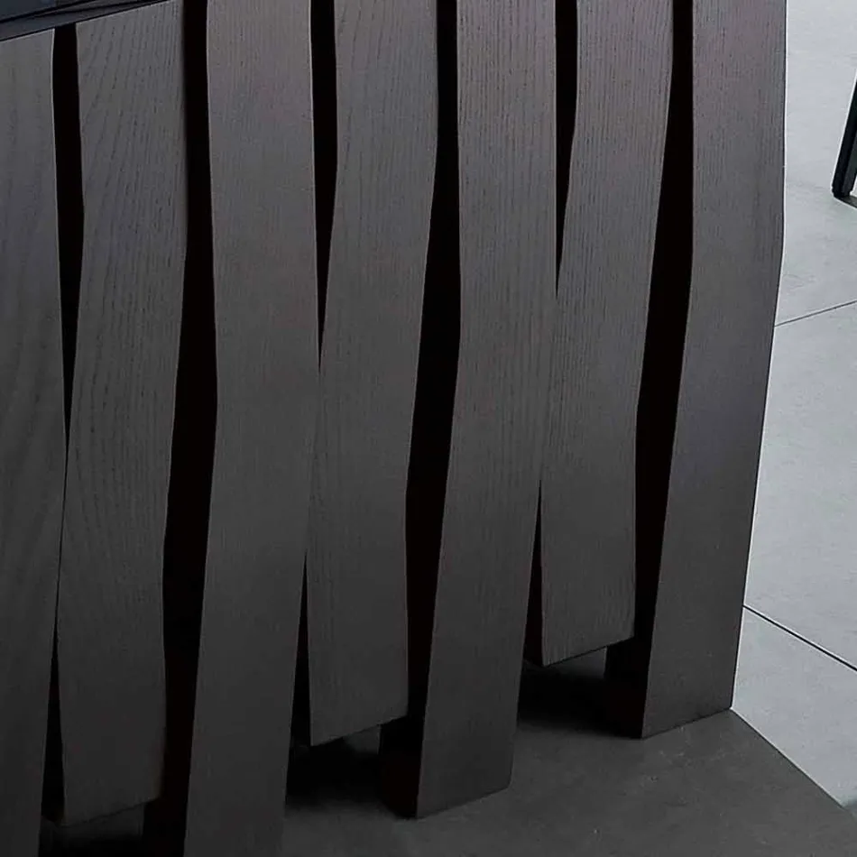 Spisebord i glas og massivt træ lavet i Italien, Egisto Viadurini