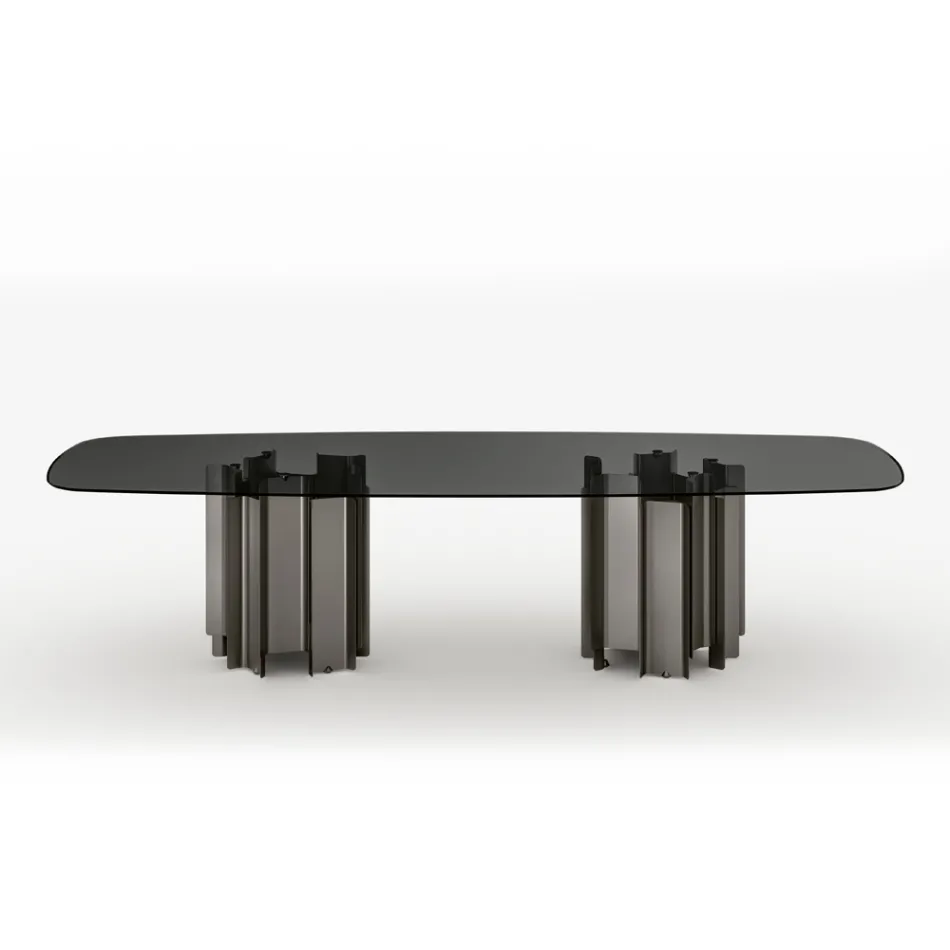 Moderne spisebord i glas og metal fremstillet i Italien - Duna Viadurini