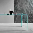 Spisebord i ekstra klart glas Luksusdesign 4 dimensioner - Kuduro Viadurini