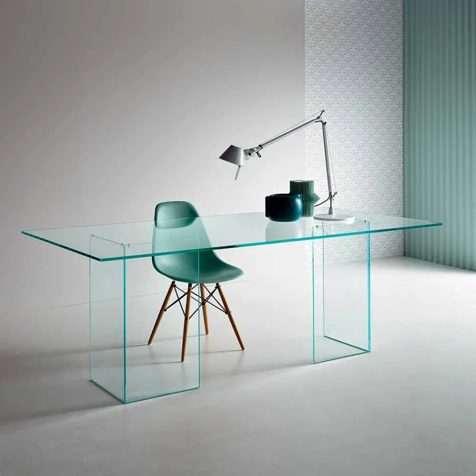 Design spisebord i ekstraklerglas 8 dimensioner - Pollinare Viadurini