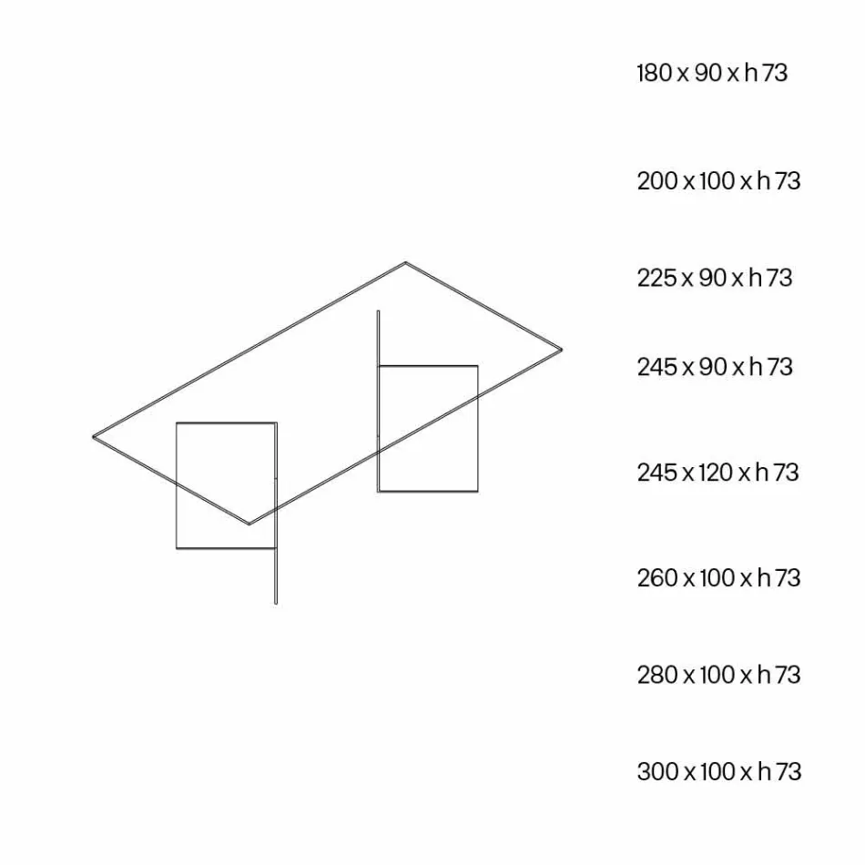 Design spisebord i ekstraklerglas 8 dimensioner - Pollinare Viadurini
