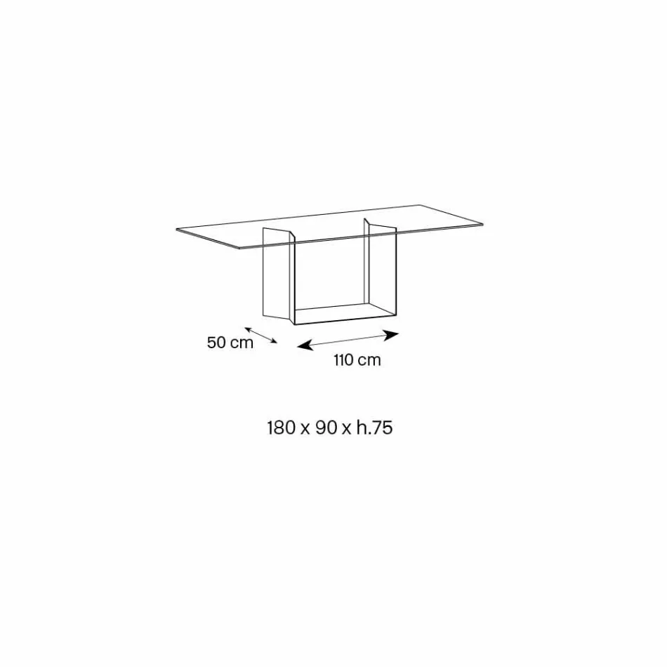Spisebord i røget eller ekstrem lys glas og metal fremstillet i Italien - mørkebrunt Viadurini