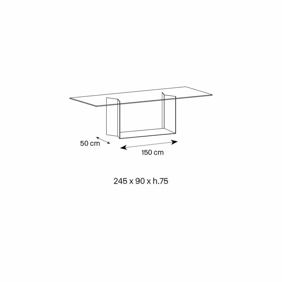 Spisebord i røget eller ekstrem lys glas og metal fremstillet i Italien - mørkebrunt Viadurini