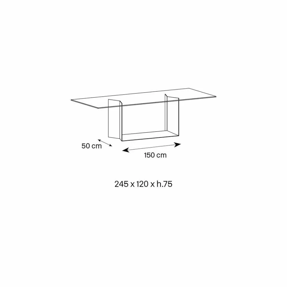 Spisebord i røget eller ekstrem lys glas og metal fremstillet i Italien - mørkebrunt Viadurini
