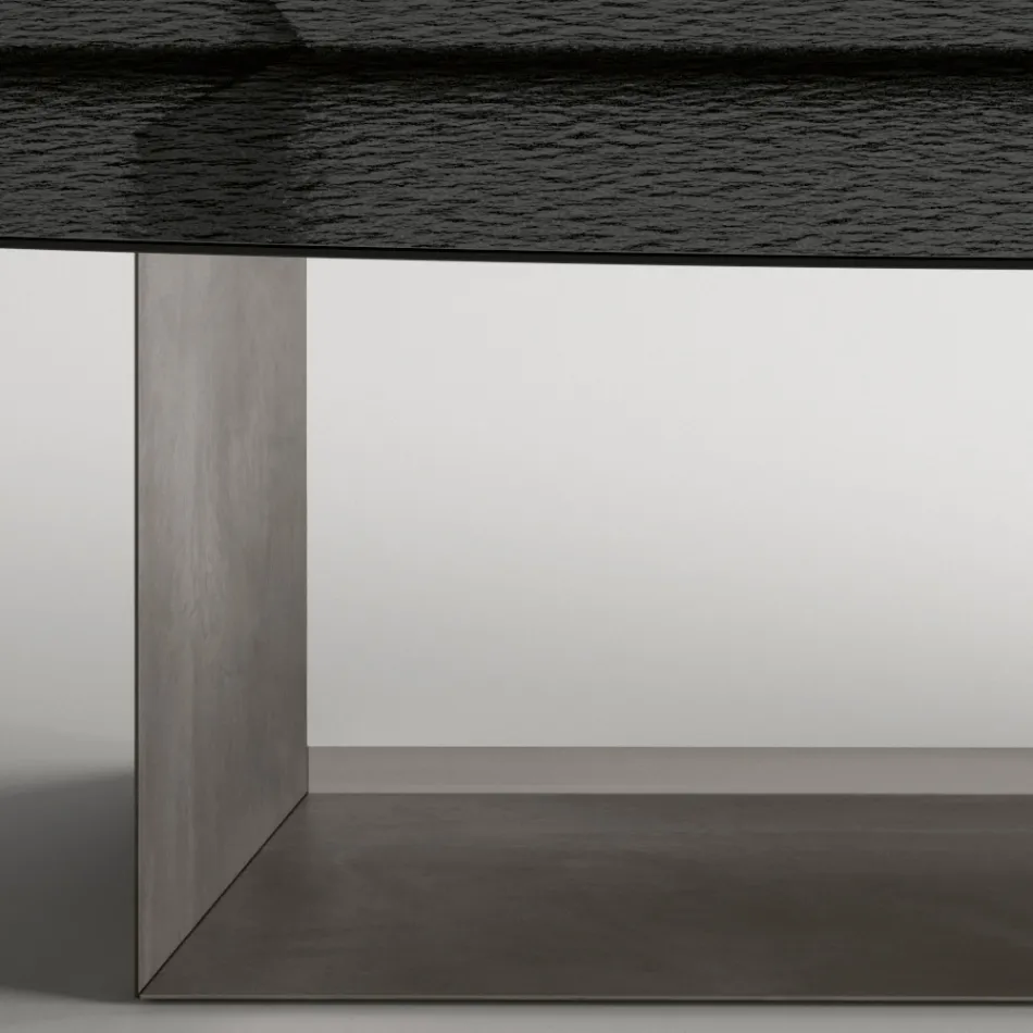 Spisebord i Italien design i smeltet glas i bronze eller røgfarvet - Moro Viadurini