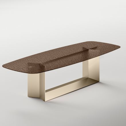 Spisebord i Italien design i smeltet glas i bronze eller røgfarvet - Moro Viadurini