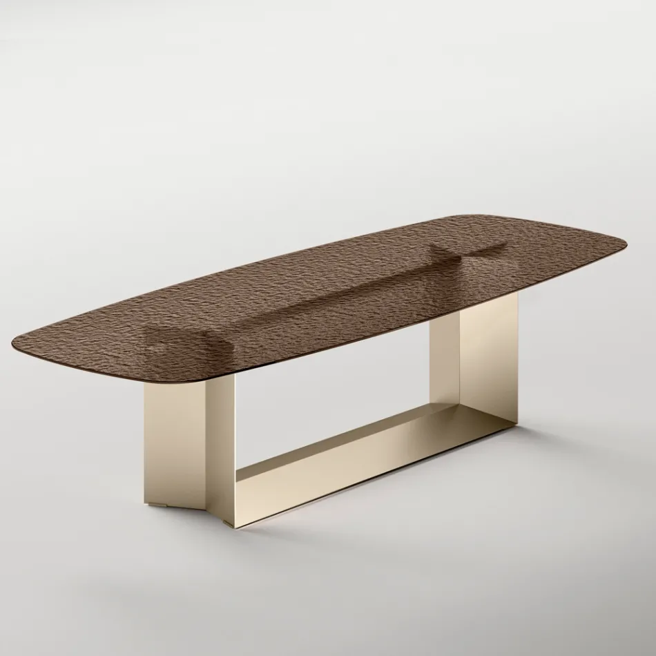 Spisebord i Italien design i smeltet glas i bronze eller røgfarvet - Moro Viadurini