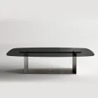 Spisebord i Italien design i smeltet glas i bronze eller røgfarvet - Moro Viadurini