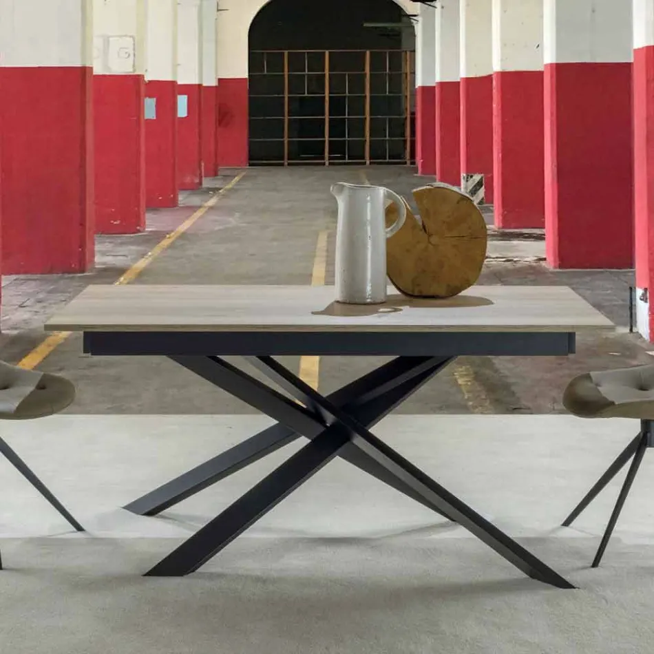 Udvideligt moderne spisebord, laminatplade - Marliana Viadurini