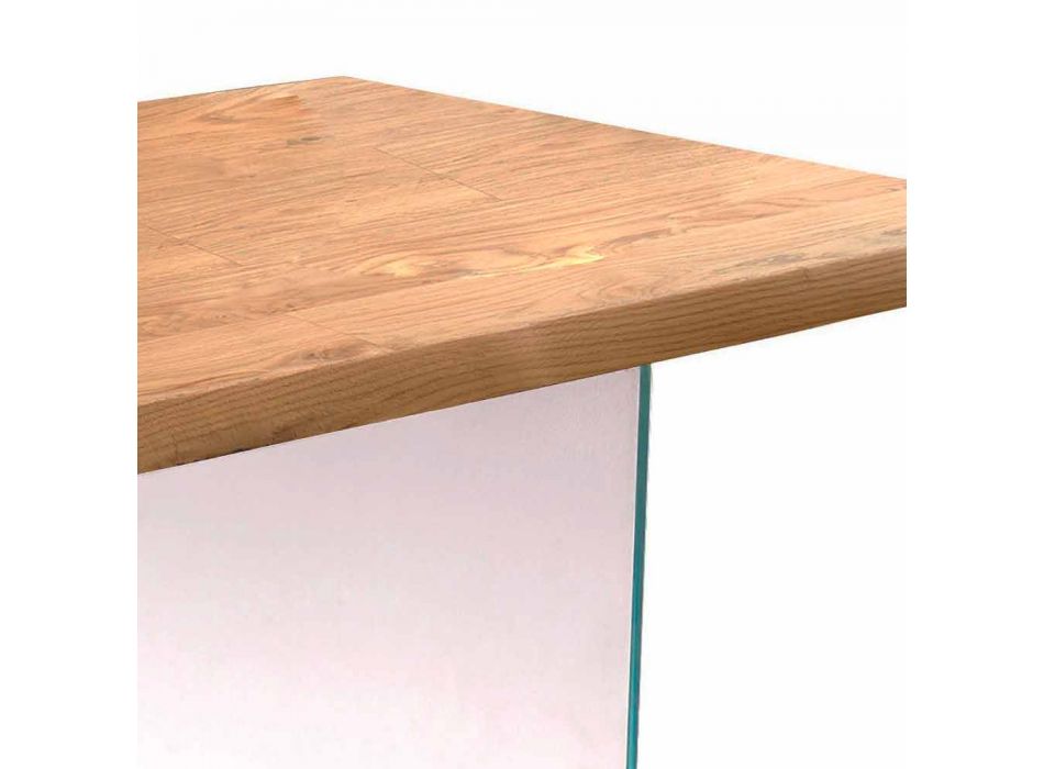Moderne spisebord i eg finer, glas ben Nico Viadurini