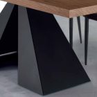Moderne spisebord i fineret træ og stål lavet i Italien - Dalmata Viadurini