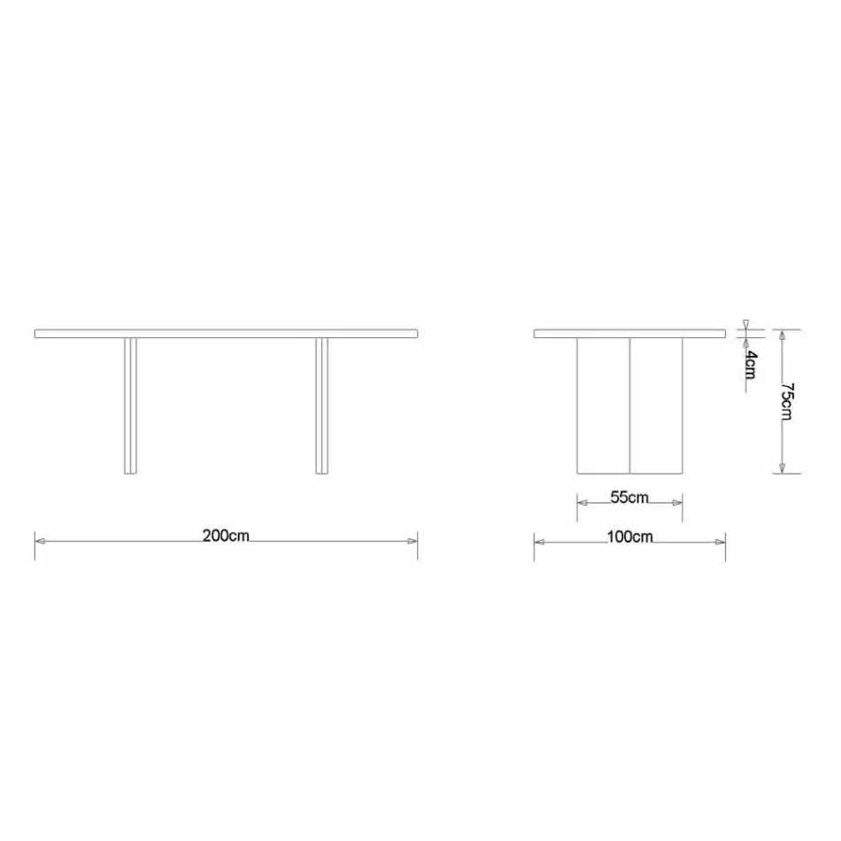 Moderne egetræbord lavet i Italien 200x100cm Paul Viadurini