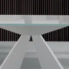 Moderne spisebord i glas og hvidt stål lavet i Italien - dalmatisk Viadurini