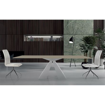 Moderne spisebord i glas og hvidt stål lavet i Italien - dalmatisk Viadurini