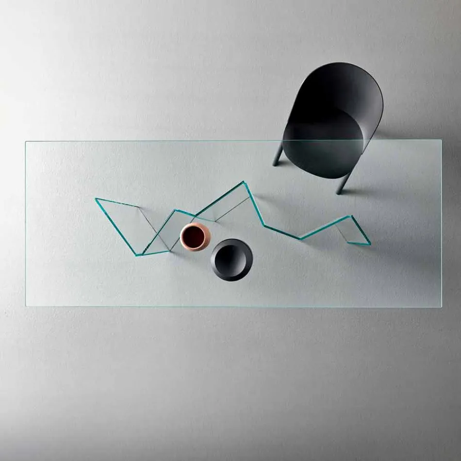 Moderne spisebord i ekstrem lys eller røget glas fremstillet i Italien - tilfældigt Viadurini