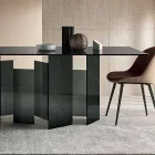 Moderne spisebord i ekstrem lys eller røget glas fremstillet i Italien - tilfældigt Viadurini