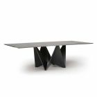Moderne spisebord i skråt røget glas og metal fremstillet i Italien - makro Viadurini