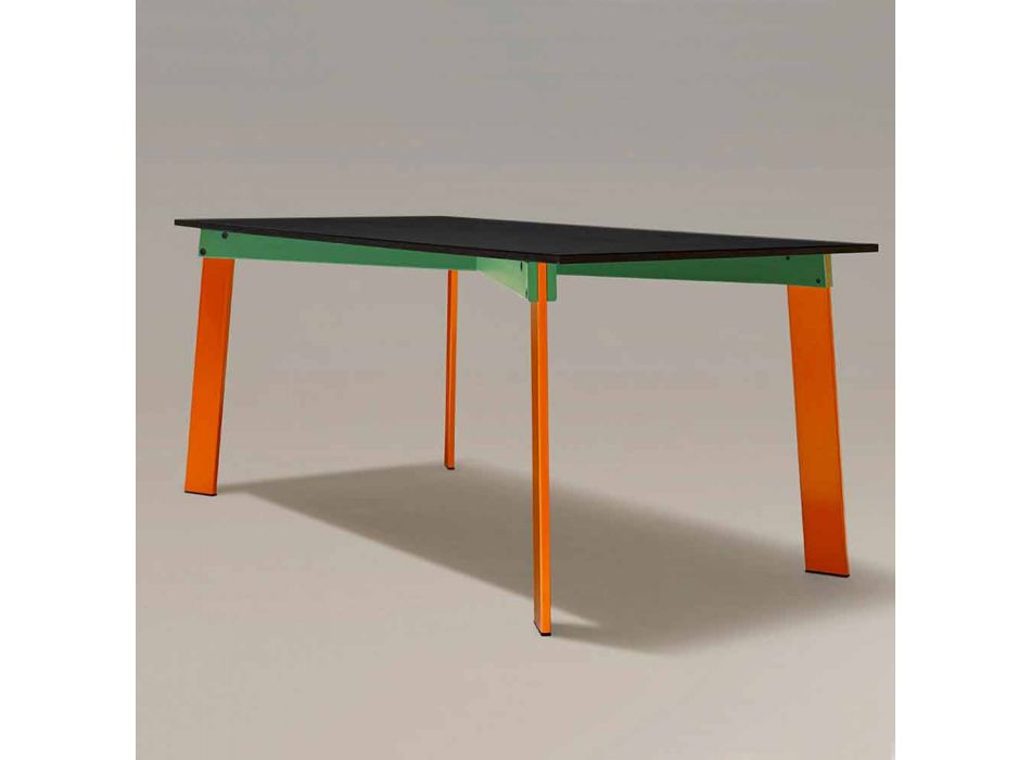 Moderne spisebord Træplade og stålbase Lavet i Italien - Aronte Viadurini