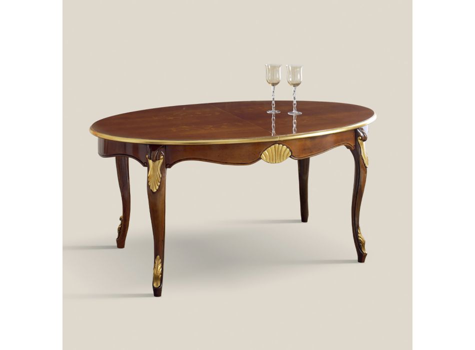 Udtrækkeligt ovalt spisebord 270 cm i træ Made in Italy - Barok Viadurini