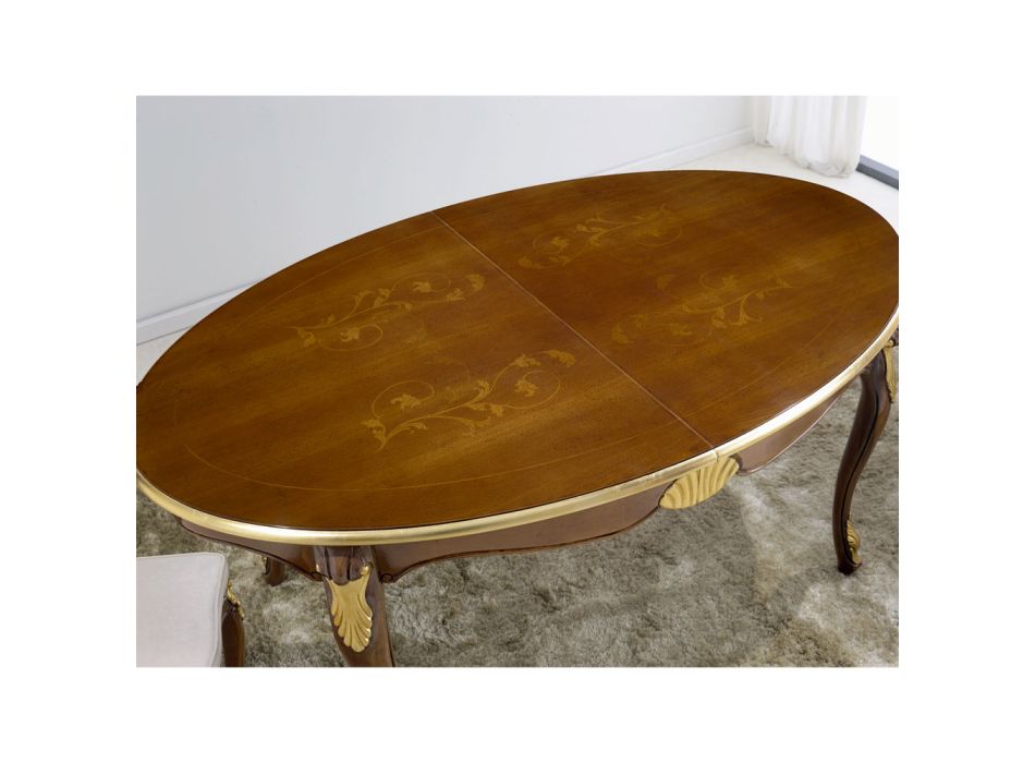 Udtrækkeligt ovalt spisebord 270 cm i træ Made in Italy - Barok Viadurini