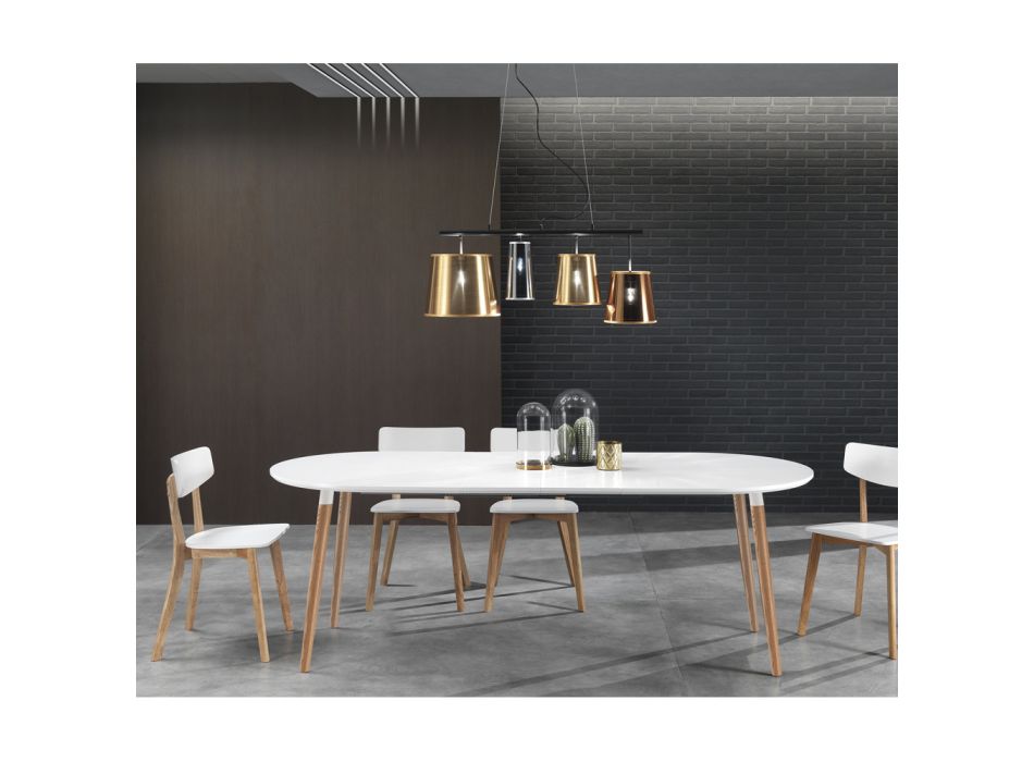 Udtrækkeligt ovalt spisebord Op til 240 cm i Hvid Mdf - Rodrigo Viadurini
