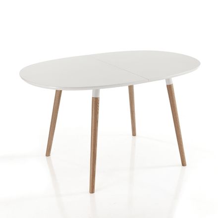 Udtrækkeligt ovalt spisebord Op til 240 cm i Hvid Mdf - Rodrigo Viadurini
