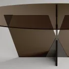 Ovalt spisebord med glasplade og bund Lavet i Italien - Tiseo Viadurini