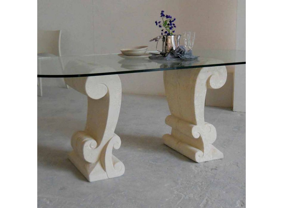 ovale spisebord af sten og klassisk design krystal Arachne Viadurini