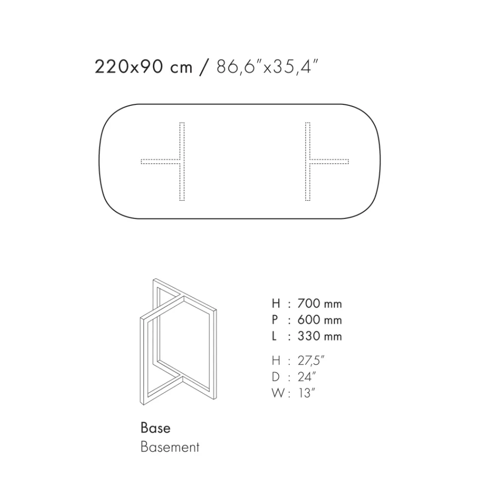 Ovalt spisebord i porcelænstentøj og metal fremstillet i Italien - Emilio Viadurini