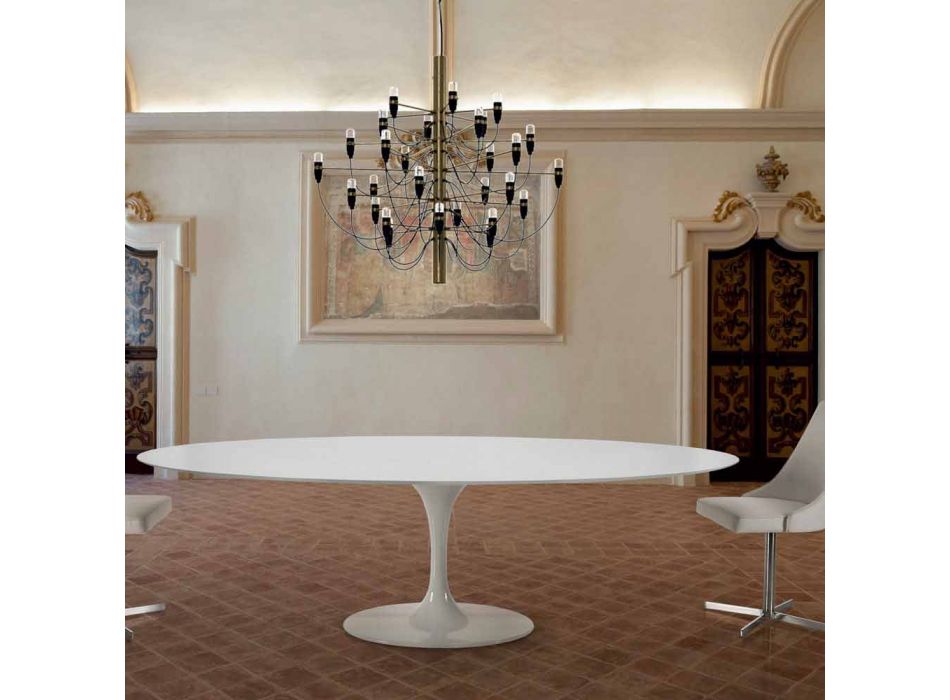Ovalt spisebord i laminat og aluminium Fremstillet i Italien, ædle - dollars Viadurini