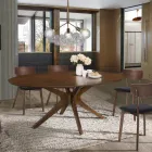 Ovalt spisebord i Mdf med massiv træstruktur - Fulmin Viadurini