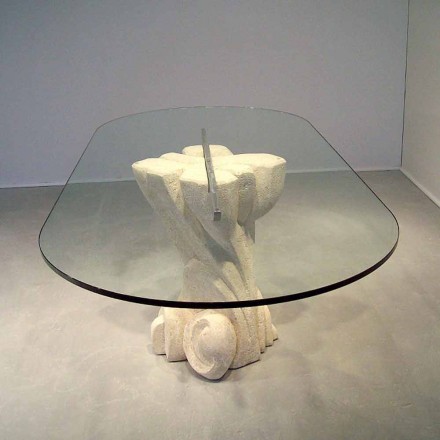 Afrodite moderne design sten og krystal ovalt spisebord Viadurini