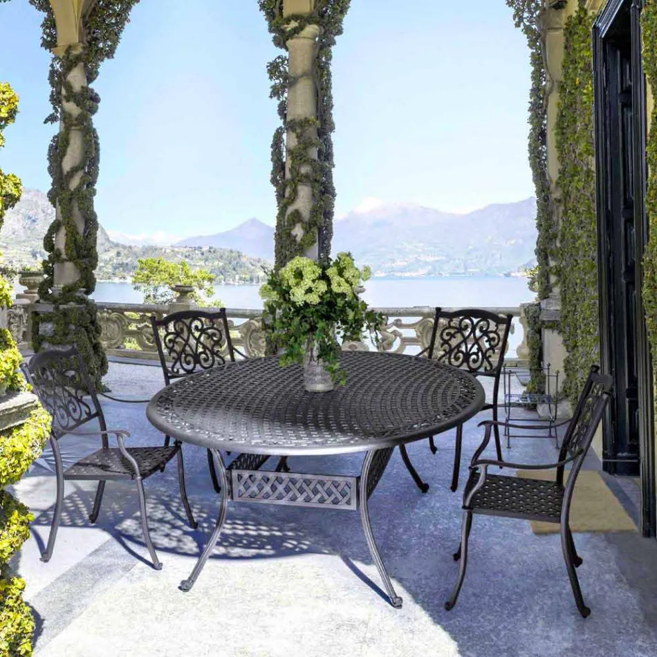 Udendørs spisebord i hvid eller antracitlakeret aluminium - hurtig Viadurini