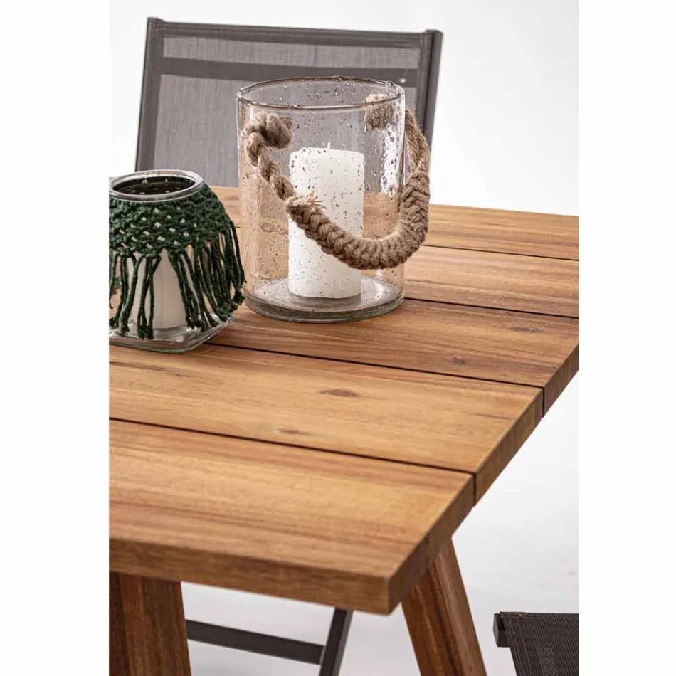 Udendørs spisebord i Acacia Wood Oil Finish - Leonard Viadurini