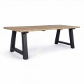 Udendørs spisebord i teaktræ og aluminium, Homemotion - Rolando