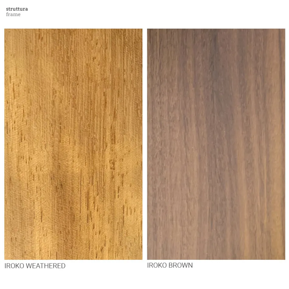 Havespisebord i Iroko træ og stentøj lavet i Italien - Bresson Viadurini