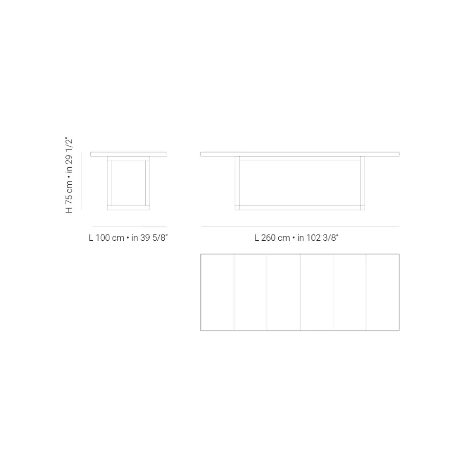 Havespisebord i Iroko træ og stentøj lavet i Italien - Bresson Viadurini