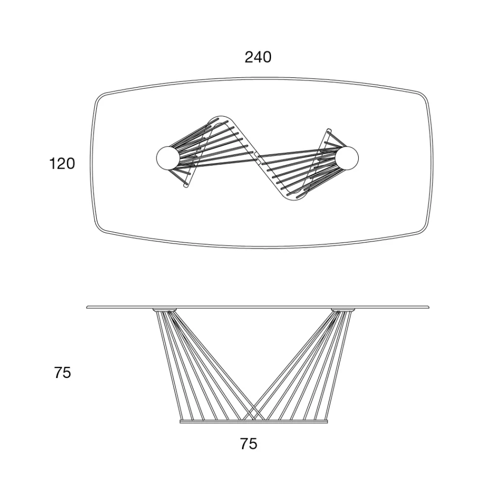 Spisebord glasplade og metalreb understel 2 størrelser - Alariko Viadurini