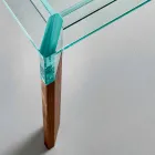 Spisebord Glasplade og massivt træbund lavet i Italien - Presino Viadurini