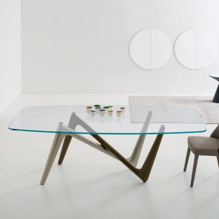 Spisebord glasplade og polyurethanben 2 størrelser - Stalto Viadurini